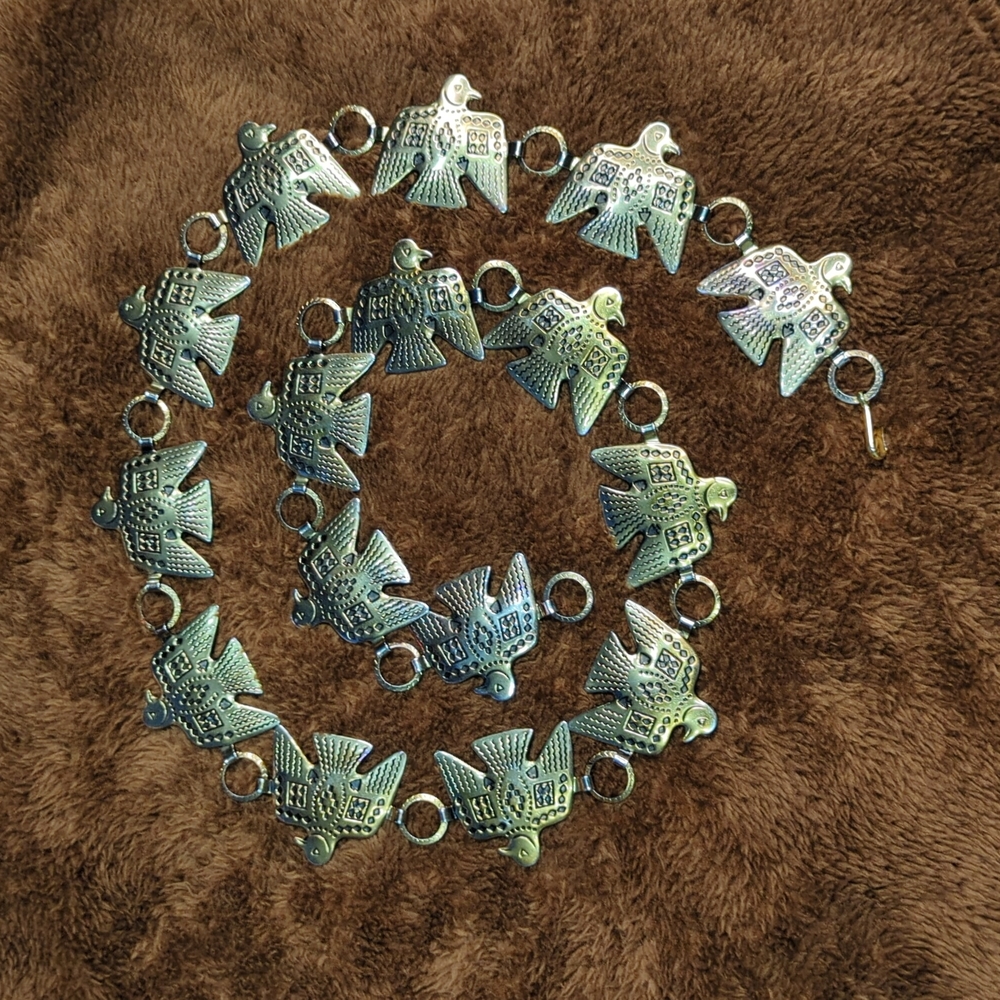 Rare Golden Thunderbird Native Concho Belt Western Vintage 36"